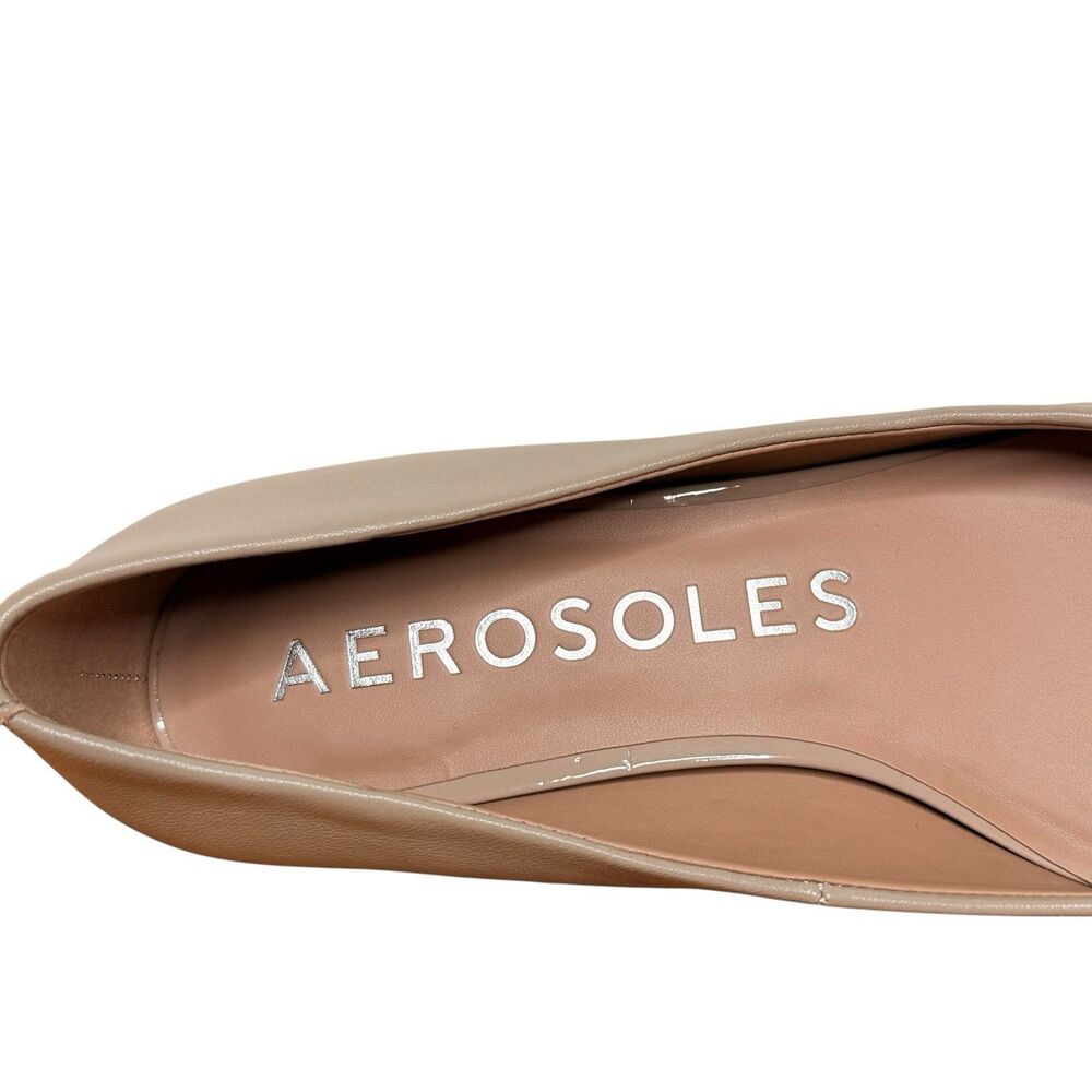 Aerosoles Rana Kitten Heel Pumps Size 9 Dune Color Beige Leather Pointy Toe - Picture 6 of 8